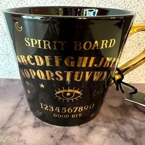 Halloween Black Spirit Board Mug Metallic Gold Quija Board Goth Elegance